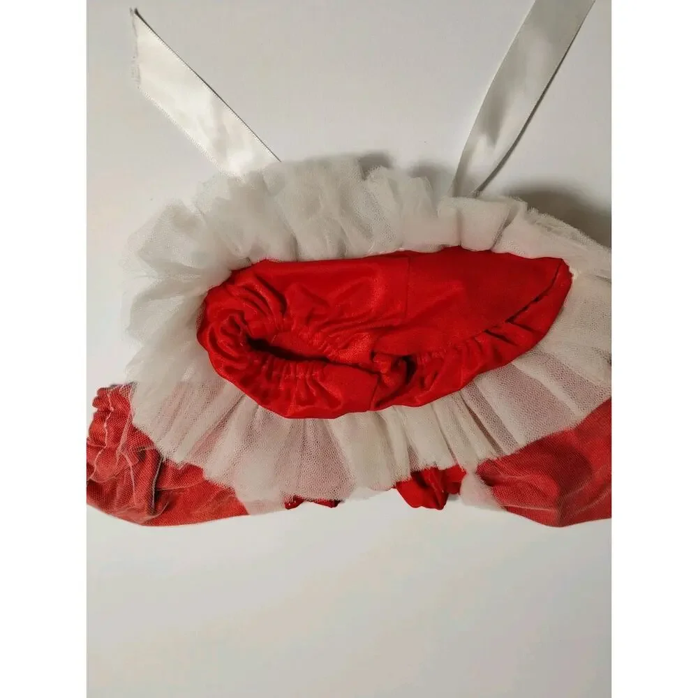 Vintage Doll Ballet Outfit Red - White Tulle - 8.5
